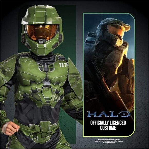 Halo NWT Boys' M (8) Master Chief Costume Halloween Outfit With Mask - Picture 3 of 8